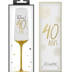 Flûte à champagne en verre pour anniversaire - Âge au choix