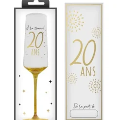 Flûte à champagne en verre pour anniversaire - Âge au choix