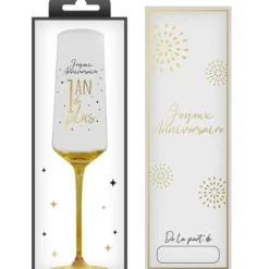 Flûte à champagne en verre pour anniversaire - Âge au choix