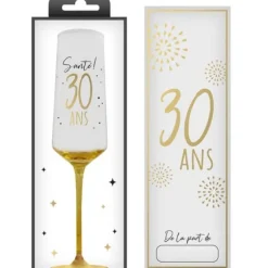 Flûte à champagne en verre pour anniversaire - Âge au choix