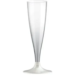 10 Flûtes à Champagne en Plastique - Blanc Perlé