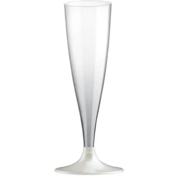 10 Flûtes à Champagne en Plastique - Blanc Perlé