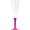 10 Flûtes à Champagne Plastique Pied Fuchsia