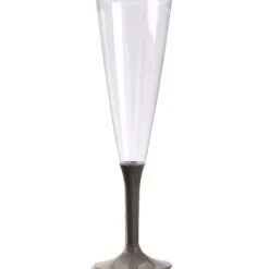 10 Flûtes à Champagne Plastique Pied Taupe