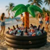 Glacière gonflable rafraîchisseuse de boissons en forme de palmier - 72,3 x 67,3 cm - Collection BBQ & Grill Party