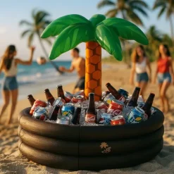 Glacière gonflable rafraîchisseuse de boissons en forme de palmier - 72,3 x 67,3 cm - Collection BBQ & Grill Party