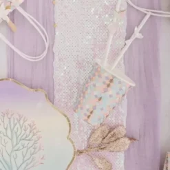 8 Gobelets Carton - Sirène Pastel et Or