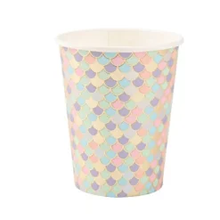 8 Gobelets Carton - Sirène Pastel et Or