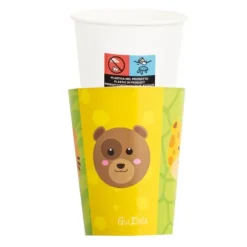 8 Gobelets en carton avec couverture - Les animaux du Zoo