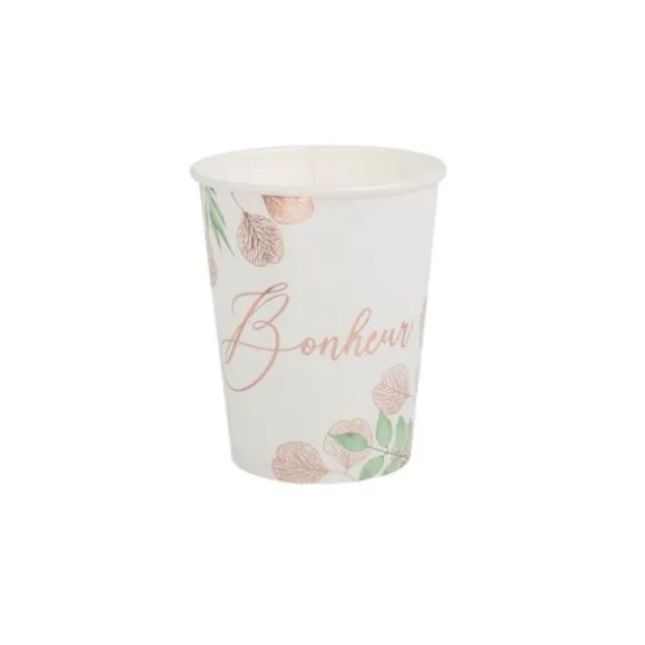 8 Gobelets en carton - Botanique et Rose Gold