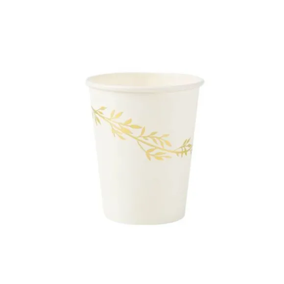 8 Gobelets en carton - Collection Jolis Brins - Blanc et Or