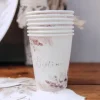 8 Gobelets en carton - Collection Pampas, Fleurs de Coton et Or