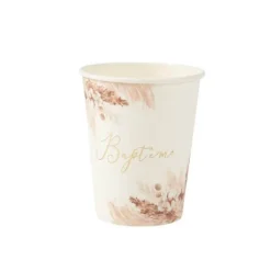 8 Gobelets en carton - Collection Pampas, Fleurs de Coton et Or