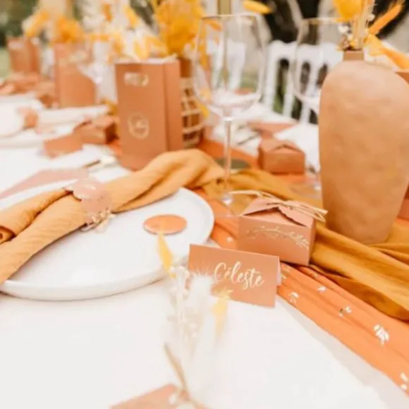 8 Gobelets en carton - Collection Jolis Brins - Terracotta et Or