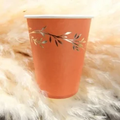 8 Gobelets en carton - Collection Jolis Brins - Terracotta et Or
