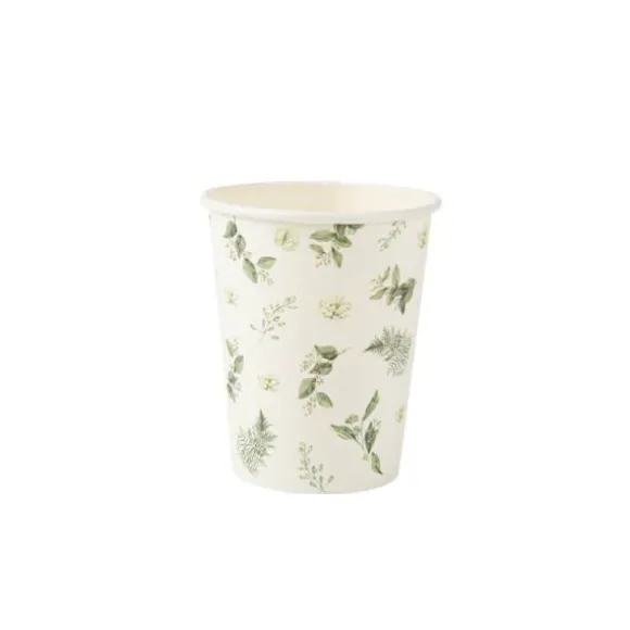 8 Gobelets en carton - Collection Botanique Vert et Or