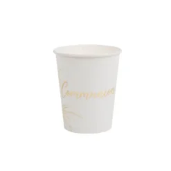 8 Gobelets en carton - Feuille de Pampa - Communion