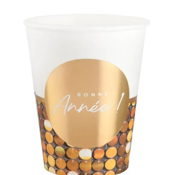 10 gobelets en carton FSC® - 27 cl - Collection Bonne Année Disco
