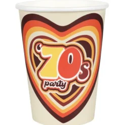 10 gobelets en carton FSC® - 270 ml - Collection 70's Party