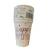 8 Gobelets en carton - Happy Birthday - Rose Gold Métallisé