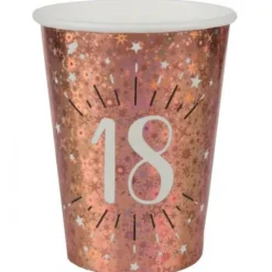 10 Gobelets en carton - Joyeux Anniversaire Etincelant - Rose Gold - Age au Choix
