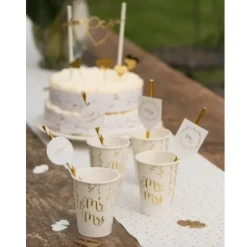 10 Gobelets en Carton "Just Married" - Or