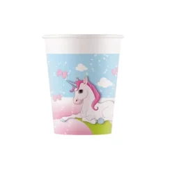 8 Gobelets en carton - Licorne - 25 cl