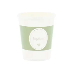 8 gobelets en carton - 255 ml - Collection Baptême Blanc et Or - Couleur au choix