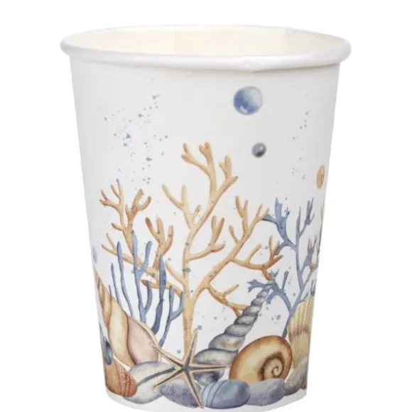 10 gobelets en carton - 270 ml - Collection Coquillage