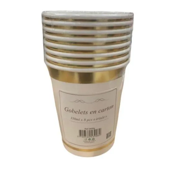 8 gobelets en carton - 350 ml - Couleur au choix