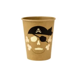 8 Gobelets en carton - Pirate Kraft, Noir & Or - 25 cl