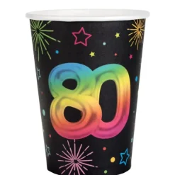 6 gobelets en carton pour anniversaire - 27 cl - Collection Festicolor - Âge au choix