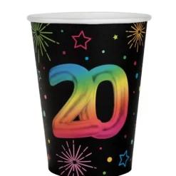 6 gobelets en carton pour anniversaire - 27 cl - Collection Festicolor - Âge au choix