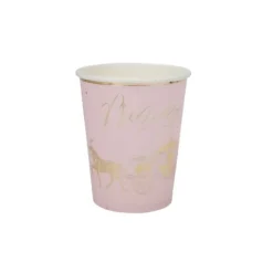 8 Gobelets en carton - Princesse Rose & Or - 25 cl