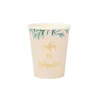 8 Gobelets en carton Retraite Party - Beige, Or & Feuilles d'Olivier - 25 cl