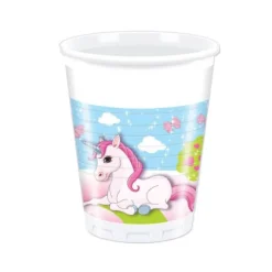 8 Gobelets en plastique Licorne