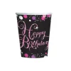 8 Gobelets "Happy Birthday" - Rose / Noir