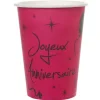 10 Gobelets "Joyeux Anniversaire" - Fuchsia