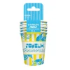 6 gobelets "Joyeux Anniversaire" en carton - 25 cl - Collection Lemon