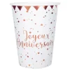 10 Gobelets Joyeux Anniversaire - Métal Rose Gold