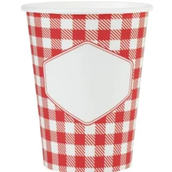 10 gobelets à motifs vichy en carton - 270 ml - Collection À la campagne