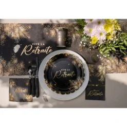 6 gobelets "Vive la Retraite" en carton - 27 cl - Collection Retraite Dorée - Couleur au choix