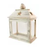 Grande Lanterne en Bois Brut et Verre Etoilée