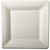 50 Grandes Assiettes Carrées en Canne à Sucre - Blanc