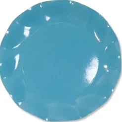 Grandes Assiettes Vagues Rondes en Carton Turquoise