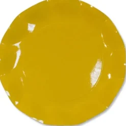 Grandes Assiettes Vagues Rondes en Carton Jaune