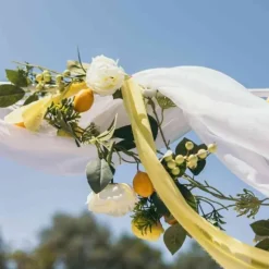 Guirlande avec citrons, fleurs et feuillage - Citronnade - 1,2 m