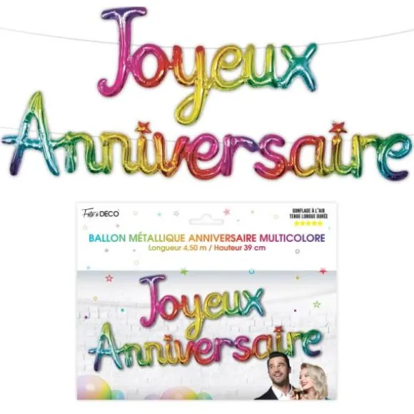 Guirlande Ballon Joyeux Anniversaire - Multicolore