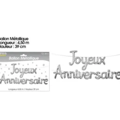 Guirlande Ballon Joyeux Anniversaire - Argent