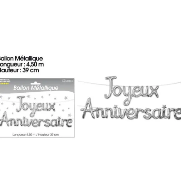 Guirlande Ballon Joyeux Anniversaire - Argent